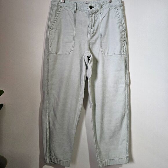 EUC J. CREW LIGHT MINT GREEN COTTON RELAXED CHINOS PANTS SIZE 12 / L - Picture 1 of 16